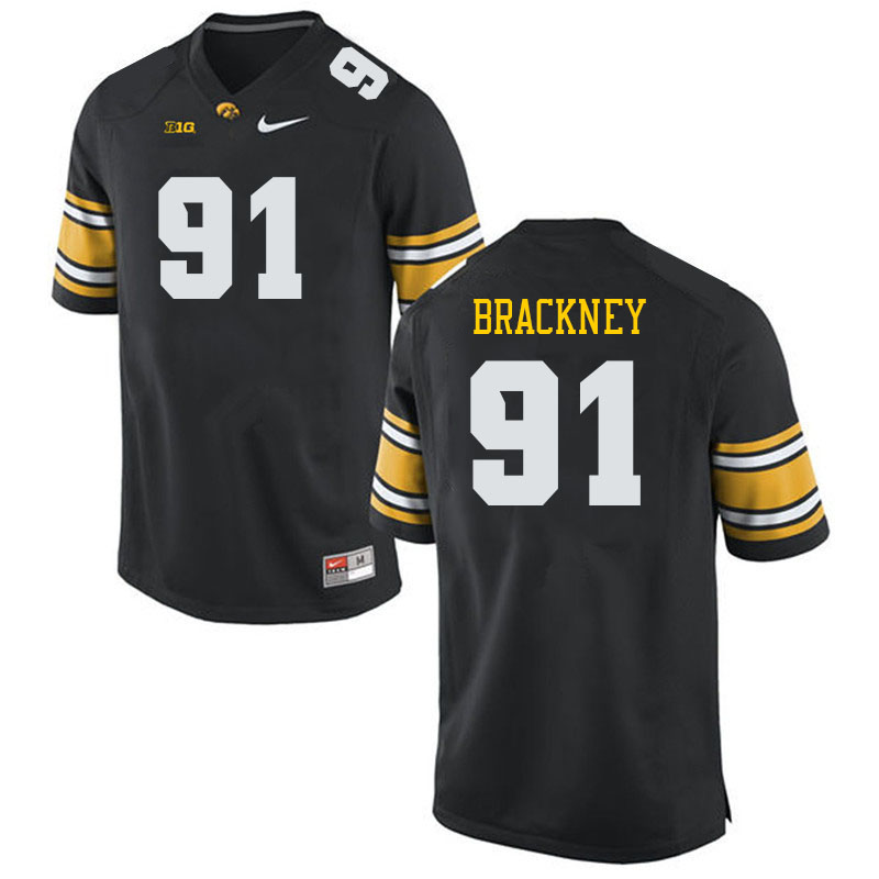 Men #91 Chase Brackney Iowa Hawkeyes College Football Jerseys Stitched Sale-Black
